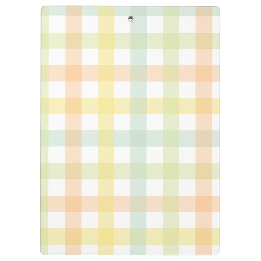 Orange Green Yellow Blue Pastell Monogram Gingham Klemmbrett (Rückseite)