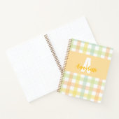 Orange Green Yellow Blue Pastell Monogram Gingham Notizblock (Innenseite)