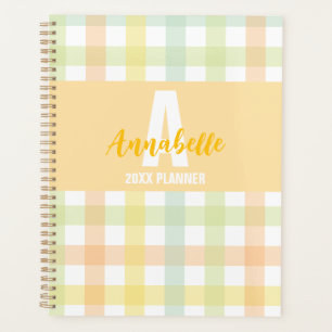 Orange Green Yellow Blue Pastell Monogram Gingham Planer