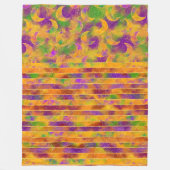 ORANGE GREEN YELLOW HALLOWEEN STREIFEN & MOONS FLEECEDECKE (Vorderseite)