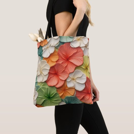 ORANGE GREEN YELLOW WHITE BLUME TASCHE (Von Nahem)