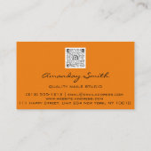 Orange GreenGold Quality Nail Script QRCode Logo Visitenkarte (Rückseite)