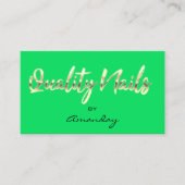 Orange GreenGold Quality Nail Script QRCode Logo Visitenkarte (Vorderseite)