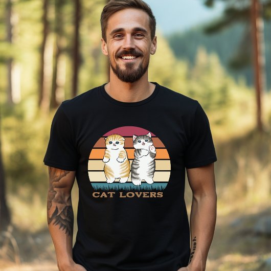 Orange Grewn Cat Lovers T Shirt