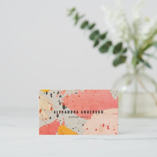Orange Grey Beige Brush Schlaganfall Business Card Visitenkarte (Stehend Vorderseite)