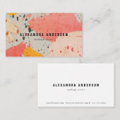 Orange Grey Beige Brush Schlaganfall Business Card Visitenkarte (Vorne/Hinten)