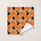 Orange Grey Black Mix Modernes geometrisches Muste Badhandtuch Set (Waschlappen)