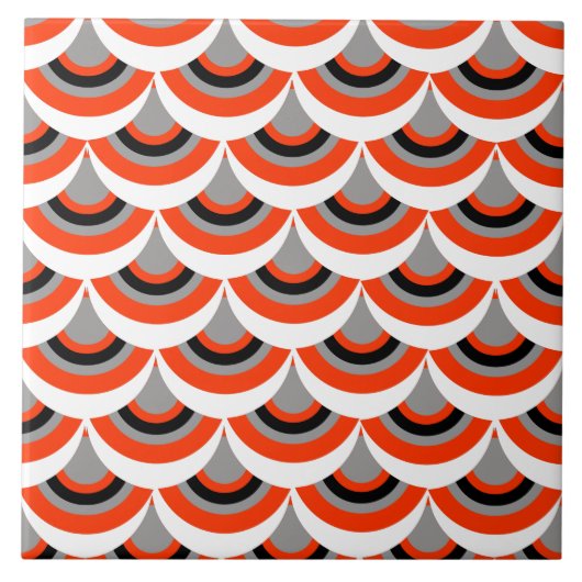 Orange Grey Black Mix Modernes geometrisches Muste Fliese (Vorderseite)
