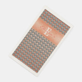 Orange & Grey Polka Dot Pattern Monogramm Serviette (Ecke)