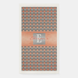 Orange & Grey Polka Dot Pattern Monogramm Serviette
