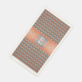 Orange & Grey Polka Dot Pattern Monogramm Serviette (Ecke)