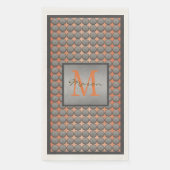 Orange & Grey Polka Dot Pattern Monogramm Serviette (Vorderseite)