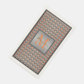 Orange & Grey Polka Dot Pattern Monogramm Serviette (Ecke)