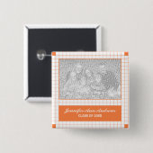 Orange Grid Foto Button (Vorne & Hinten)