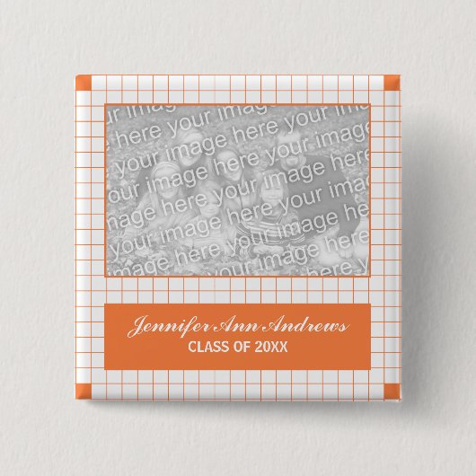 Orange Grid Foto Button (Vorderseite)
