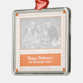 Orange Grid Foto Ornament Aus Metall (Links)