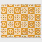 Orange Groovy Blume und Friedenszeichen Geschenkpapier (Flach)