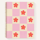 Orange Groovy Daisy Blume & Pink Checkered Notizblock (Vorderseite)