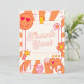 Orange groovy Dankeskarten Dankeskarte (Stehend Vorderseite)