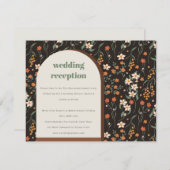 Orange Groovy Retro Arch Floral Hochzeitsempfang Begleitkarte (Vorne/Hinten)