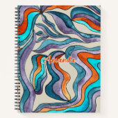 Orange Groovy Retro Zurück zu Schulnamen Sketchboo Notizblock (Vorderseite)