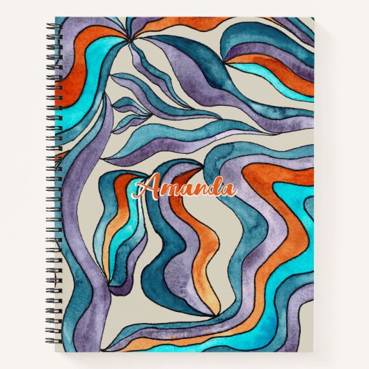 Orange Groovy Retro Zurück zu Schulnamen Sketchboo Notizblock (Vorderseite)