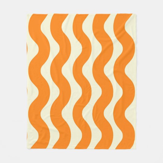 Orange Groovy Wavy Stripe Abstrakt Moderner Frühli Fleecedecke (Vorderseite)