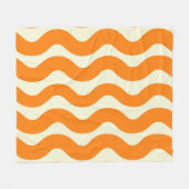 Orange Groovy Wavy Stripe Abstrakt Moderner Frühli Fleecedecke (Vorderseite (Horizontal))