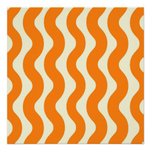 Orange Groovy Wavy Stripe Abstrakt Moderner Frühli Poster