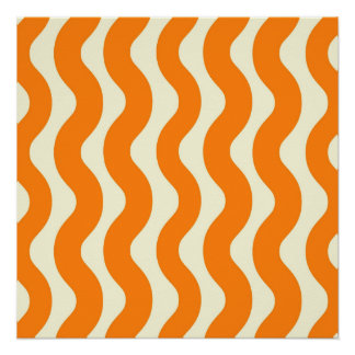 Orange Groovy Wavy Stripe Abstrakt Moderner Frühli Poster
