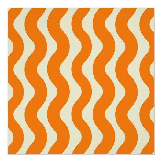 Orange Groovy Wavy Stripe Abstrakt Moderner Frühli Poster (Vorderseite)