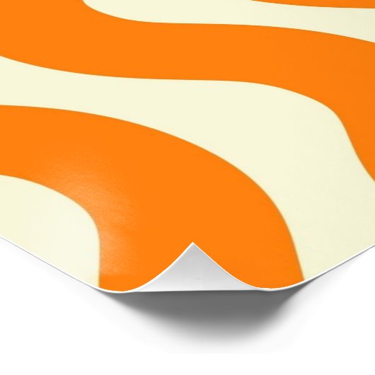 Orange Groovy Wavy Stripe Abstrakt Moderner Frühli Poster (Ecke)