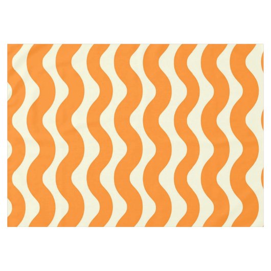 Orange Groovy Wavy Stripe Abstrakt Moderner Frühli Tischdecke (Vorderseite (Horizontal))