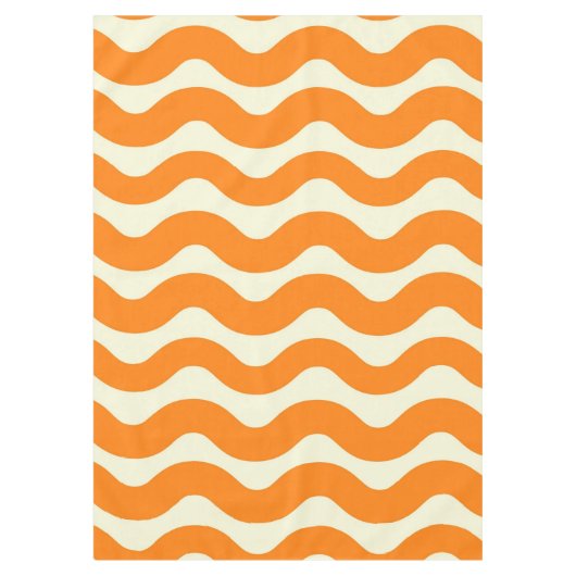 Orange Groovy Wavy Stripe Abstrakt Moderner Frühli Tischdecke (Vorderseite)