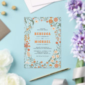 Orange Groovy Wildflower Wedding Acryleinladungen (In Situ (Hochzeit))