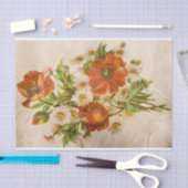 Orange große Blume und kleine weiße Blume Seidenpapier (Handwerk)