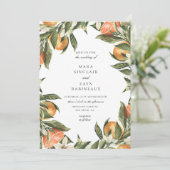 Orange Grove Botanical Citrus Frame Wedding Einladung (Stehend Vorderseite)