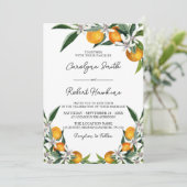 Orange Grove Botanische Zitrusfrüchte Einladung zu (Stehend Vorderseite)