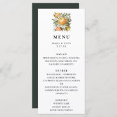 Orange Grove Citrus Botanical Wedding Menükarte (Vorne/Hinten)