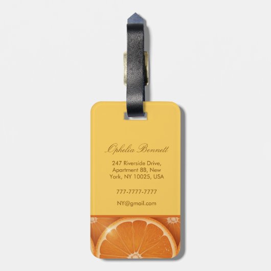 Orange Grove Monogram Gepäckmarke Gepäckanhänger (Rückseite vertikal)