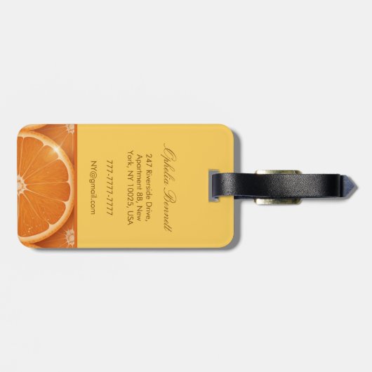 Orange Grove Monogram Gepäckmarke Gepäckanhänger (Rückseite horizontal)