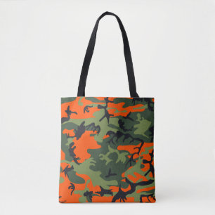 Orange, Grün, Schwarz Camo Tarnmuster Tasche