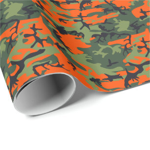 Orange Grün Schwarz Jagd Camo Tarnmuster Geschenkpapier