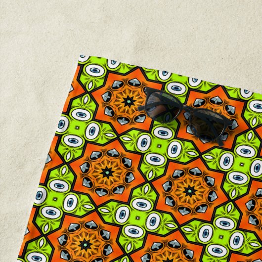 Orange, grün und blau gemustert  strandtuch (Beispiel)