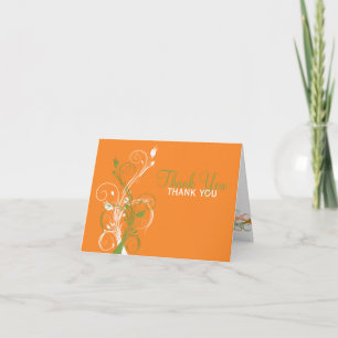 Orange Grün Weiße Florale Dankeskarten Dankeskarte