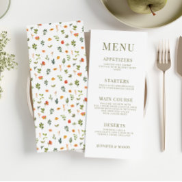 Orange grüne Blumenkarte rustikale Hochzeitskarte