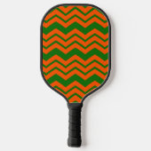 Orange Grüne Chevron-Zickzack-Design Pickleball Schläger (Rückseite)