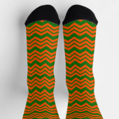Orange Grüne Chevron-Zickzack-Design Socken (Oben)