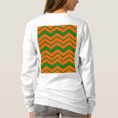 Orange Grüne Chevron-Zickzack-Design T-Shirt (Rückseite)
