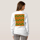 Orange Grüne Chevron-Zickzack-Design T-Shirt (Schwarz voll)